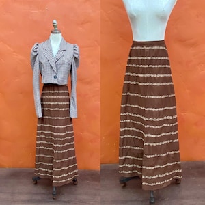 Vintage Brown Edwardian Style Maxi Skirt ** Victorian Suffragette Walking skirt Gothic Dark Academia Dark Cottagecore ** Med Size 8 10