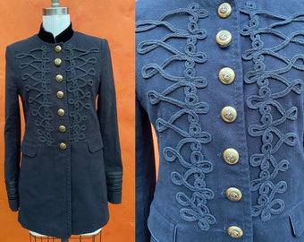 Vintage Black Military Victorian Steampunk Blazer Jacket Coat  ** Military Steampunk Victorian Gothic **  xs small size 2 4