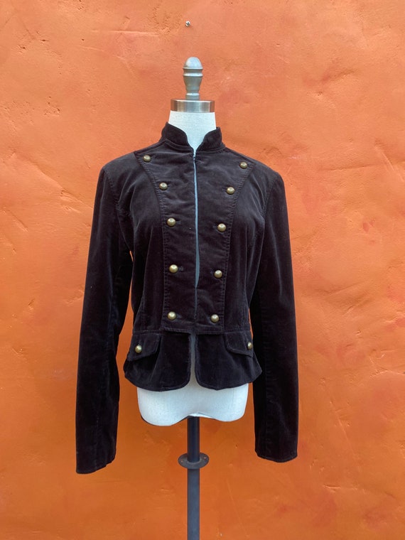 Vintage Black Velvet Military Blazer  * Steampunk… - image 3