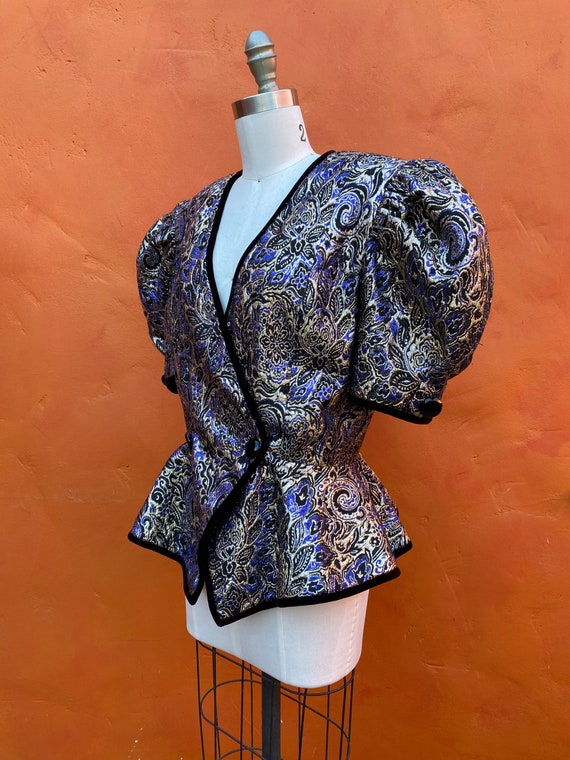 Vintage 1980s Black Gold Edwardian style Jacket C… - image 3