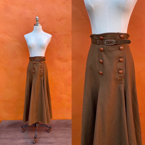 Vintage braun Wolle 1970er bis 1930er Jahre Midi Rock **Ägyptologen 30er Jahre style Dark Academia Cottagecore Land Girls** xs small Gr. 2 4