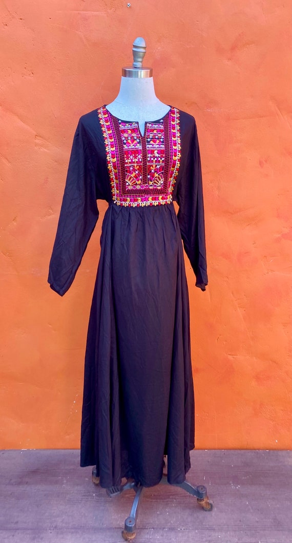 Vintage Ethnic Embroidered Black Maxi dress **  R… - image 8