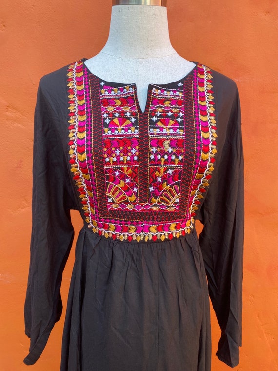 Vintage Ethnic Embroidered Black Maxi dress **  R… - image 5