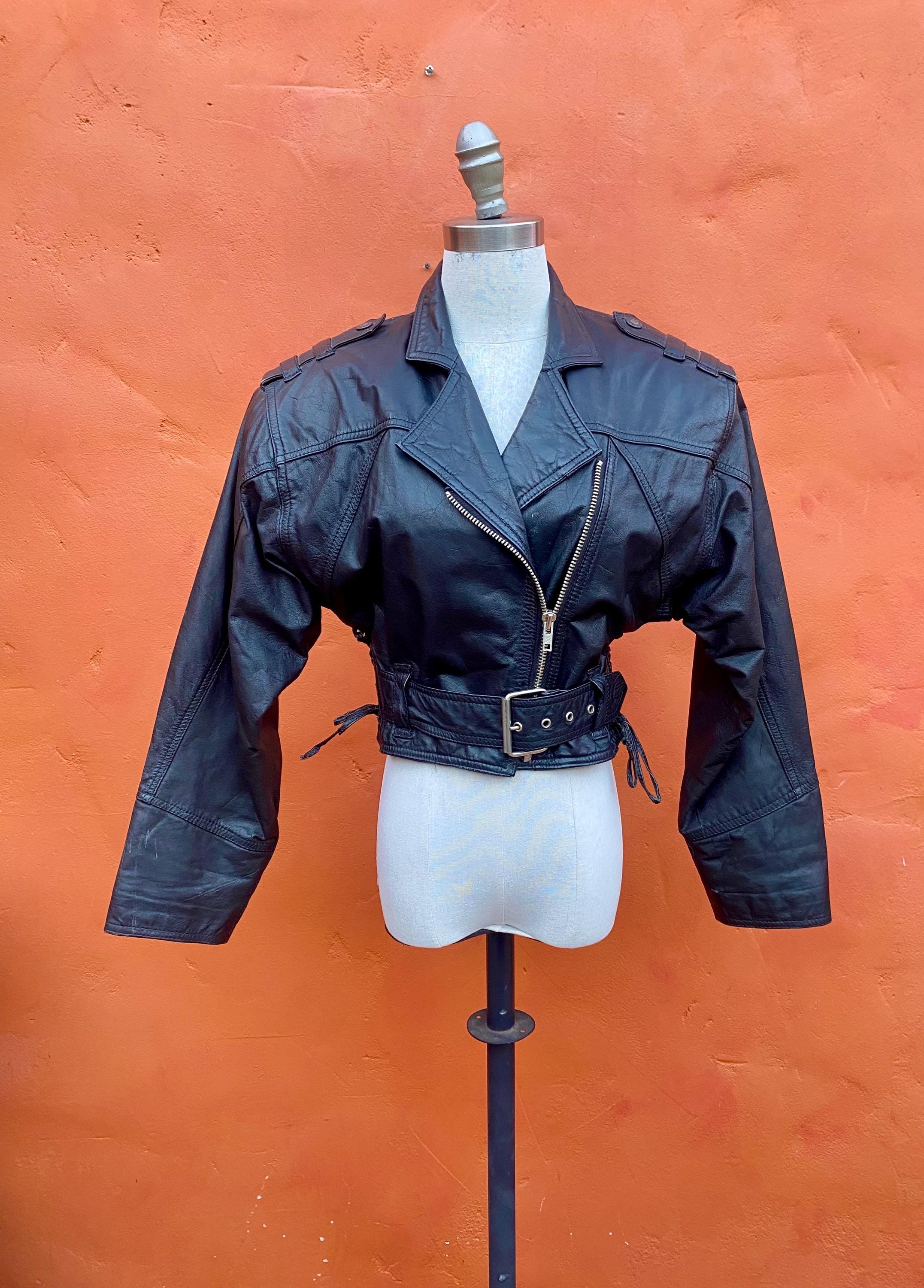 Vintage 80s Cropped Leather Jacket - Etsy Vintage 80s Cropped Leather Jacket - Etsy