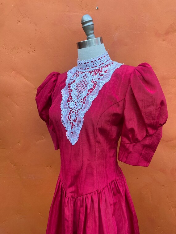 Vintage 1980s Jessica McClintock Dark Pink Party … - image 6