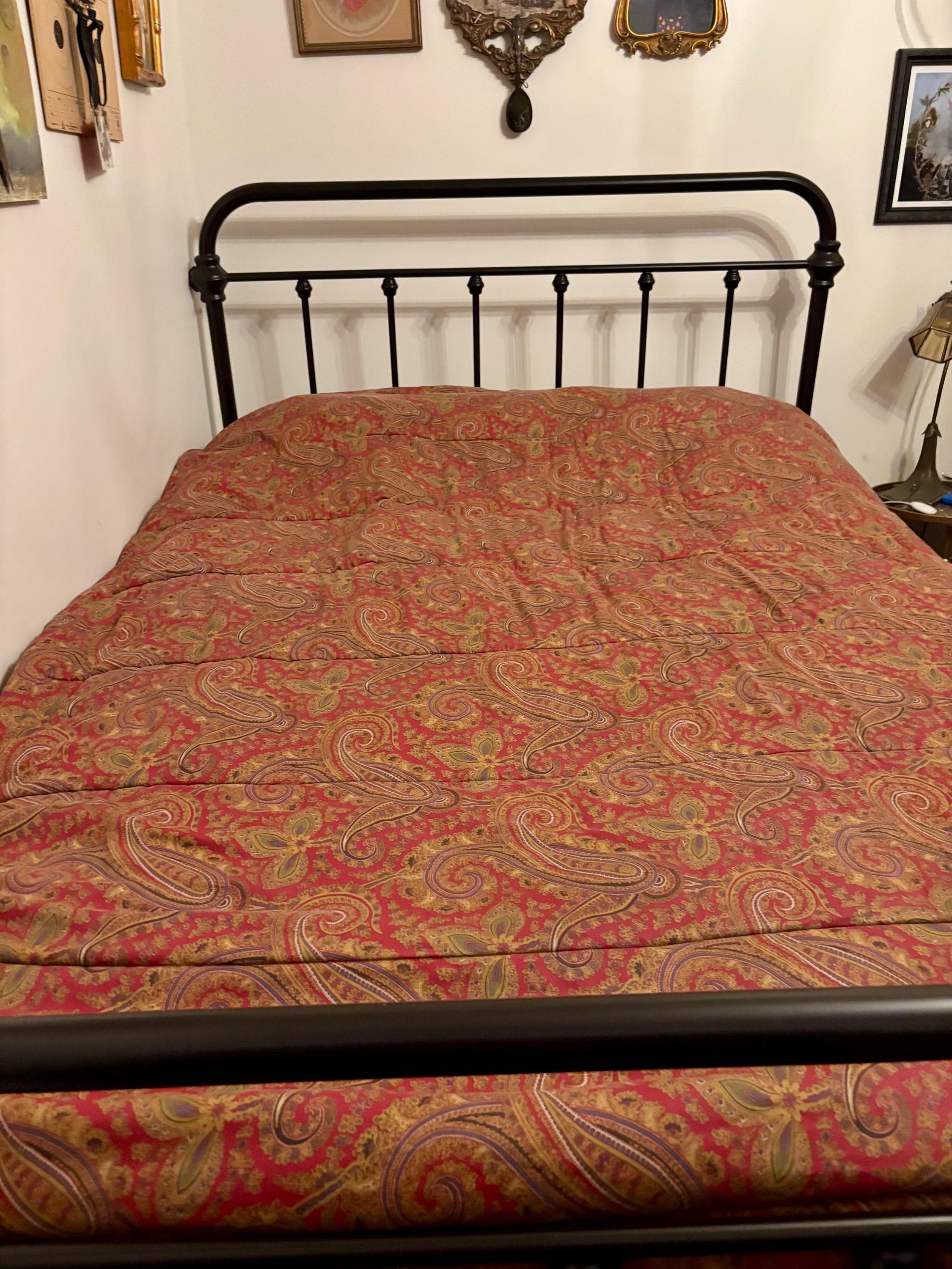Couvre-lit vintage Ralph Lauren Edmonton Paisley Red Gold Stripe ** Medievalcore victorien Knightcore gothique. Grand lit/grand lit