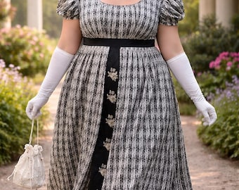 Abito Regency unico, realizzato su misura. Abito stile Jane Austen, abito impero, taglie forti 2XL 3XL 3X 2X, taglie 20 22 24