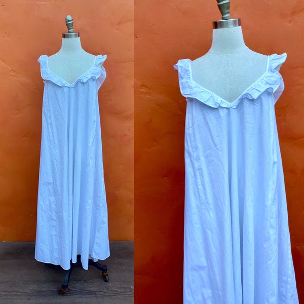 Vintage  Cotton Maxi Chemise Dress. Pirate SCA Medieval Victorian Leine Renaissance Under Dress One Size Medium Large XL Plus XXL 2XL