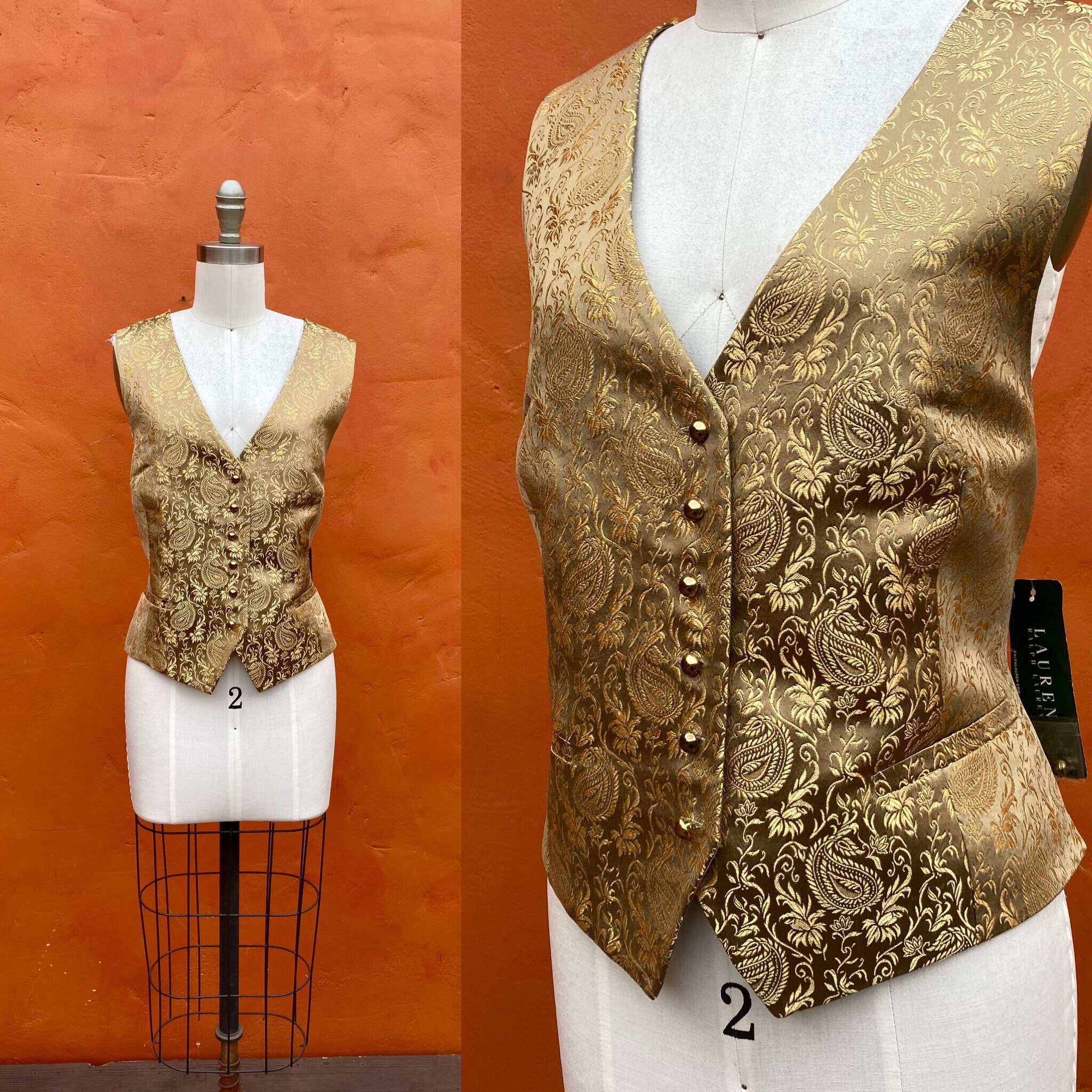 Gold Brocade Fitted Vest 