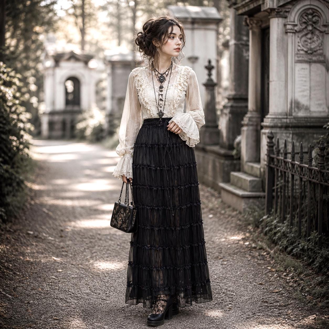 Black Ruched Maxi Skirt - Etsy display picture 1