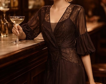 Vintage Designer Max Azria 1930s Black Silk Maxi Gown. Party Cocktail Black Silk Dress * Peaky Blinders Great Gatsby Pinup Flapper * xs 0 2