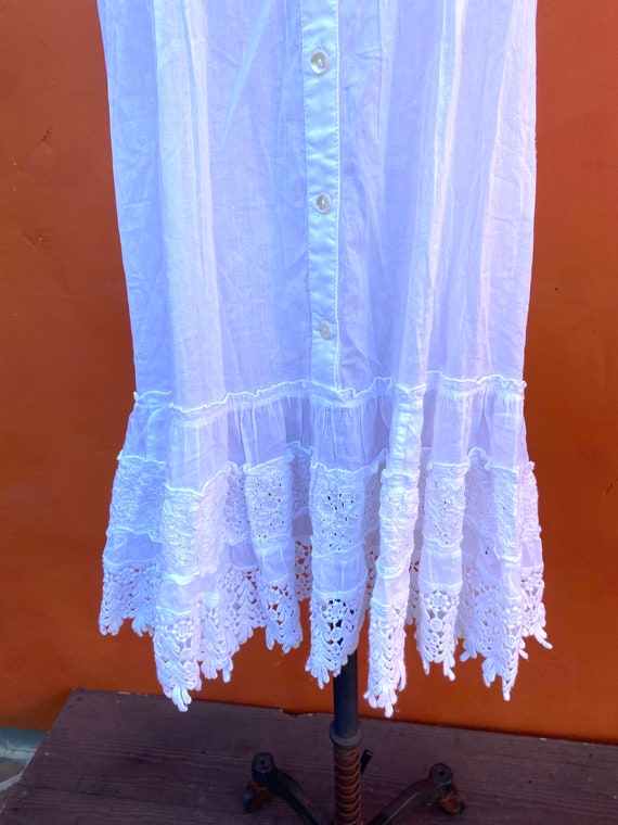 Vintage White Pintucked Cotton Chemise Dress. Rom… - image 6