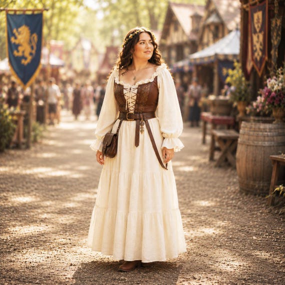 Vintage Cream Maxi Chemise Dress. Pirate Medieval Victorian Renaissance Knightcore Cottagecore Ren Faire. Large XL XXL 2XL plus size