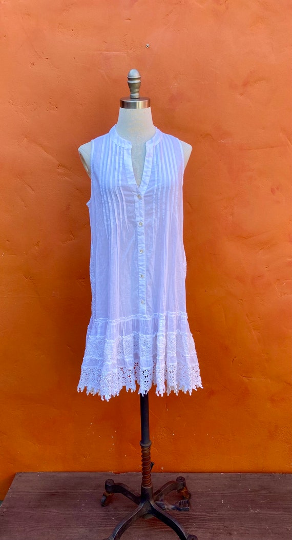 Vintage White Pintucked Cotton Chemise Dress. Rom… - image 2