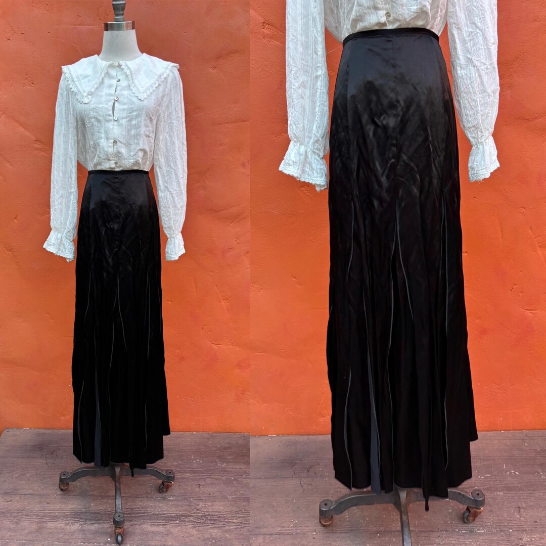 Vintage 1990s Y2K Black Maxi Skirt * Rag Skirt. Shredded Skirt Romantic ...