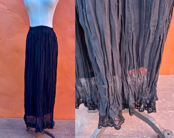 Falda larga negra arrugada estilo vintage de los años 90, Y2K * Oscuro Romántico Caprichoso Victoriano Gótico Eduardiano Bruja *