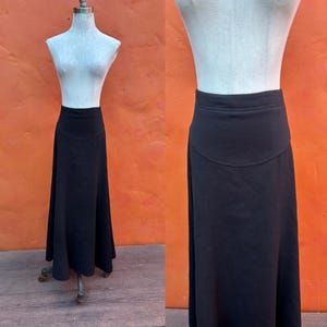 Vintage Black Edwardian Style Maxi Skirt ** Victorian Suffragette Walking skirt Gothic Dark Academia Dark Cottagecore ** Small Med Size 6 8