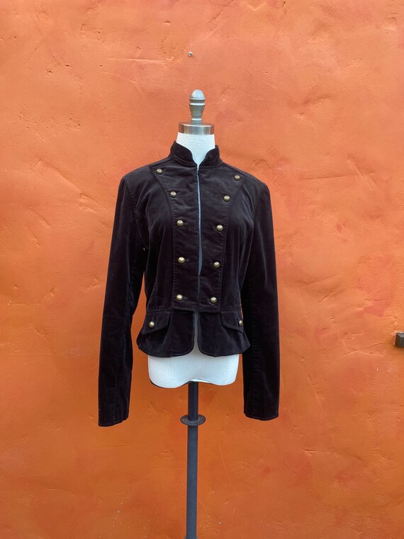 Vintage Black Velvet Military Blazer  * Steampunk… - image 4