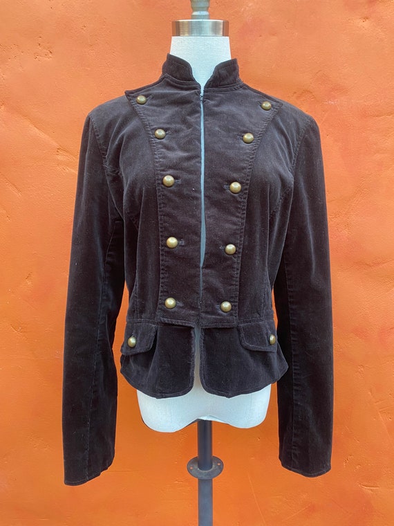 Vintage Black Velvet Military Blazer  * Steampunk… - image 6