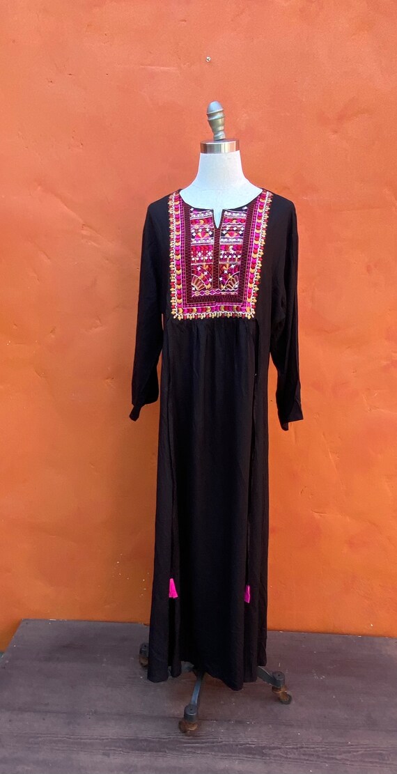 Vintage Ethnic Embroidered Black Maxi dress **  R… - image 9