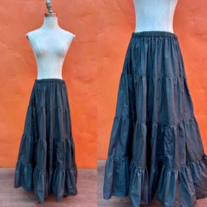 Ren Faire Medieval SCA Tribal Bellydance Black Tiered Maxi Skirt **  Renaissance Fair Turkish Boho Pirate Piratecore small medium large