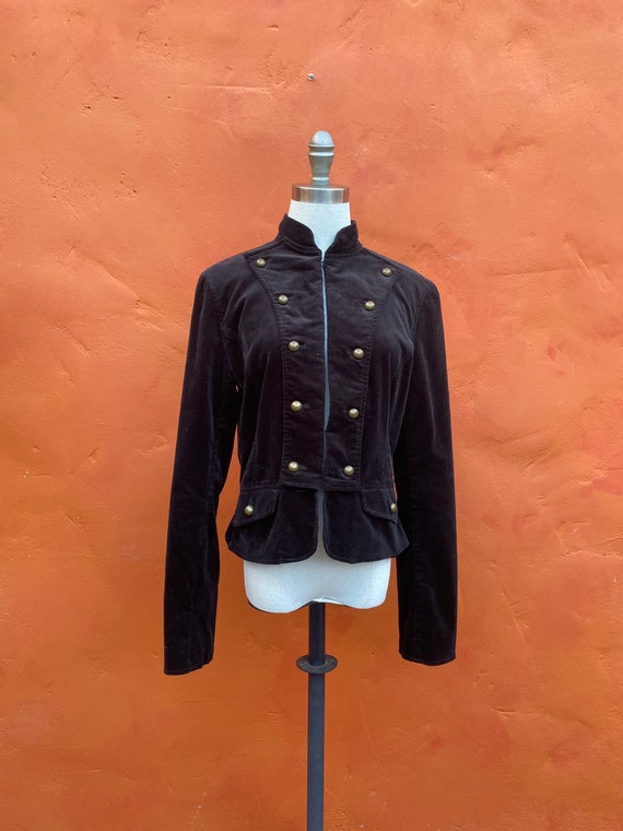 Vintage Black Velvet Military Blazer  * Steampunk… - image 2