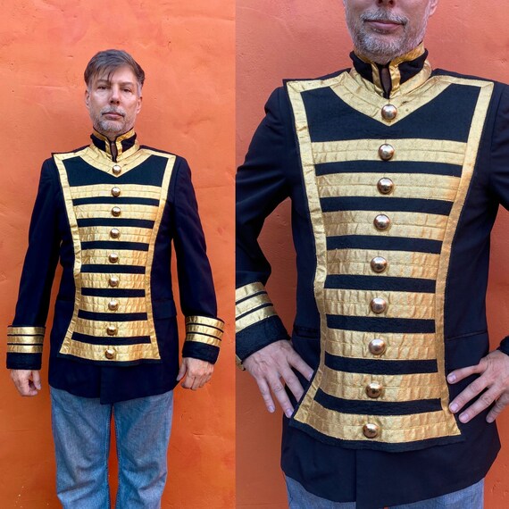 Vintage Black Gold Military Jacket Coat Victorian Edwardian Steampunk Circus Carnival Beatles Jimi Hendrix HOLLYWOOD FILM COSTUME 42R Etsy New Zealand