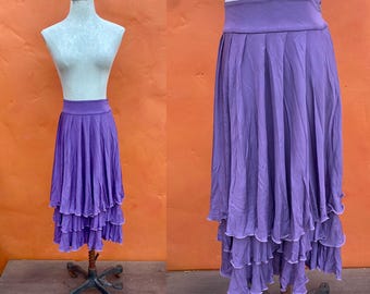 Vintage designer Salvatore Ferragamo gegolfde gelaagde rok. Romantische Goth Fairy Grunge Lagenlook Grillig Groot Maat 12 14