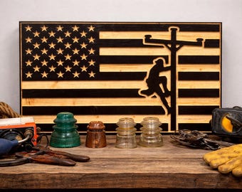 Wooden Lineman Flag