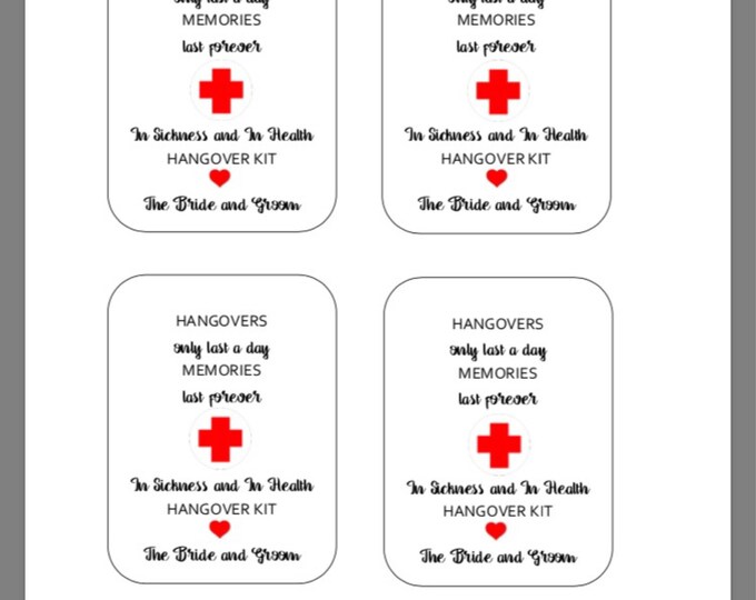 PRINTABLE Hangover Kit Tags - Etsy