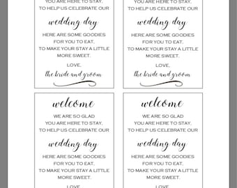 PRINTABLE Wedding Hotel Welcome Bag Note With Heart Swashes | Etsy