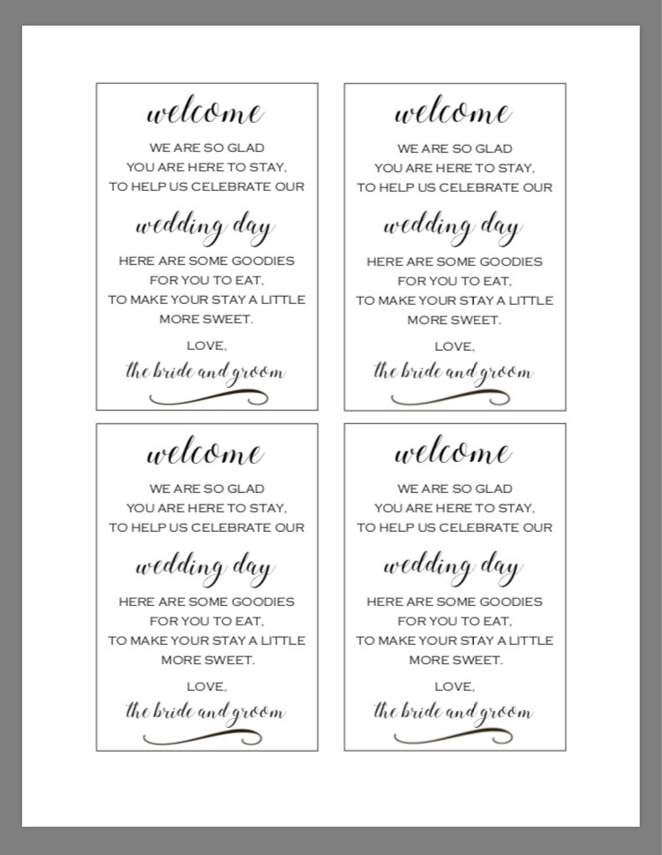 PRINTABLE Wedding Hotel Welcome Bag Tag