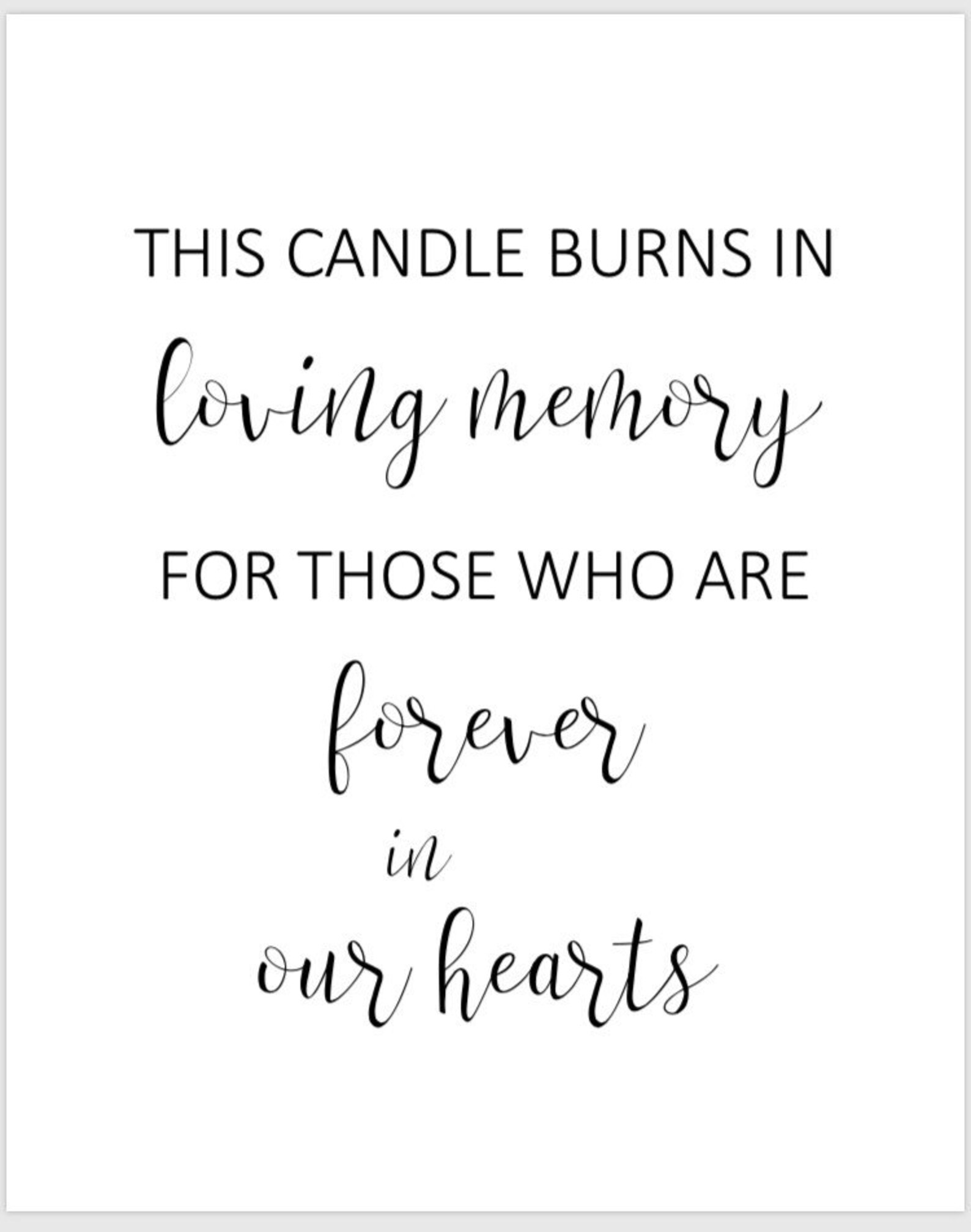 PRINTABLE 8x10 This Candle Burns in Loving Memory Memorial Sign Etsy