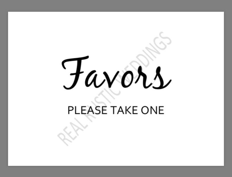PRINTABLE 5x7 FAVORS Please Take One SIGN - Etsy