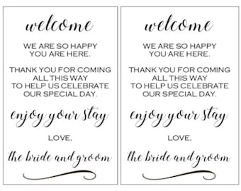 PRINTABLE Wedding Hotel Welcome Bag Note