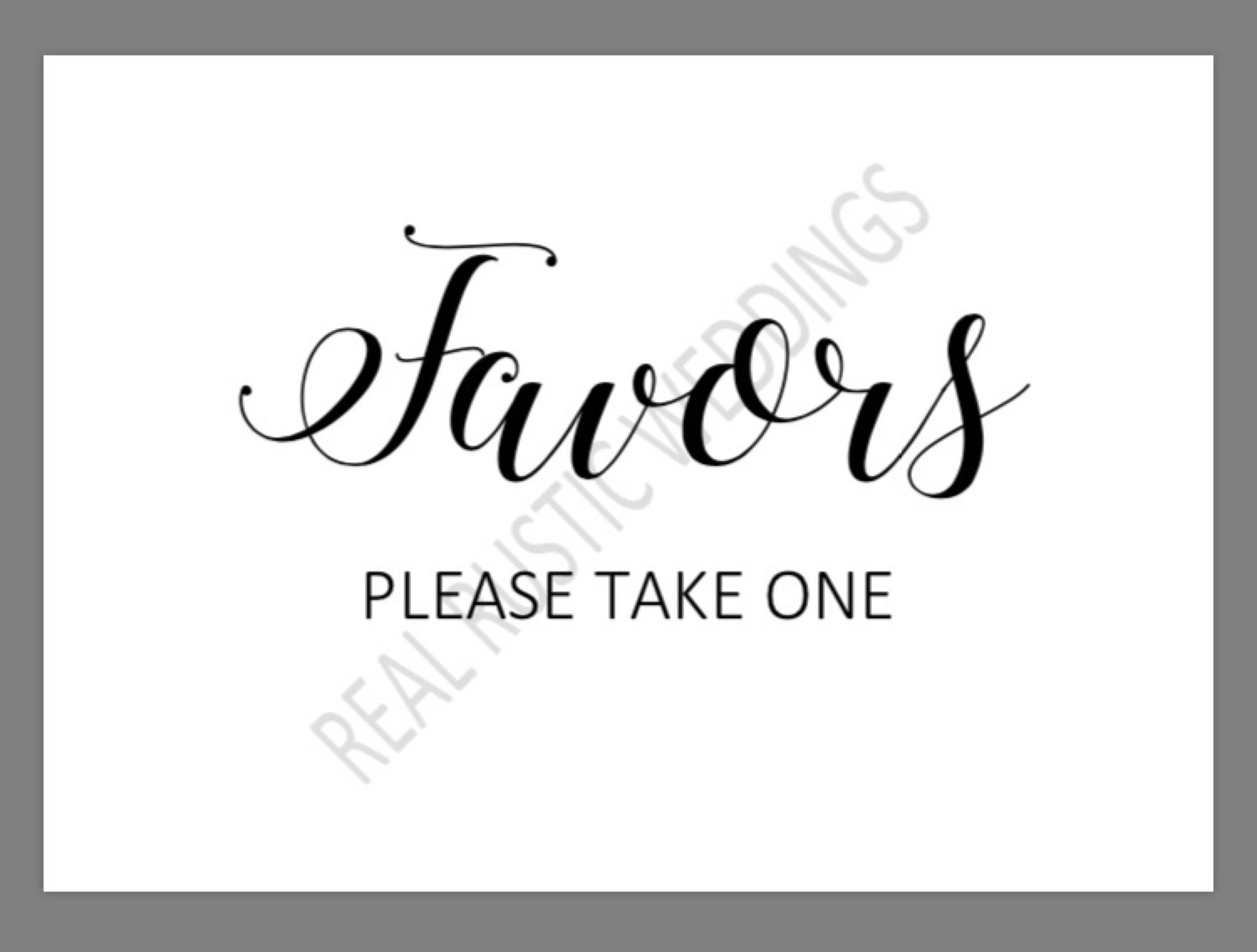 PRINTABLE 5x7 FAVORS Please Take One SIGN - Etsy España