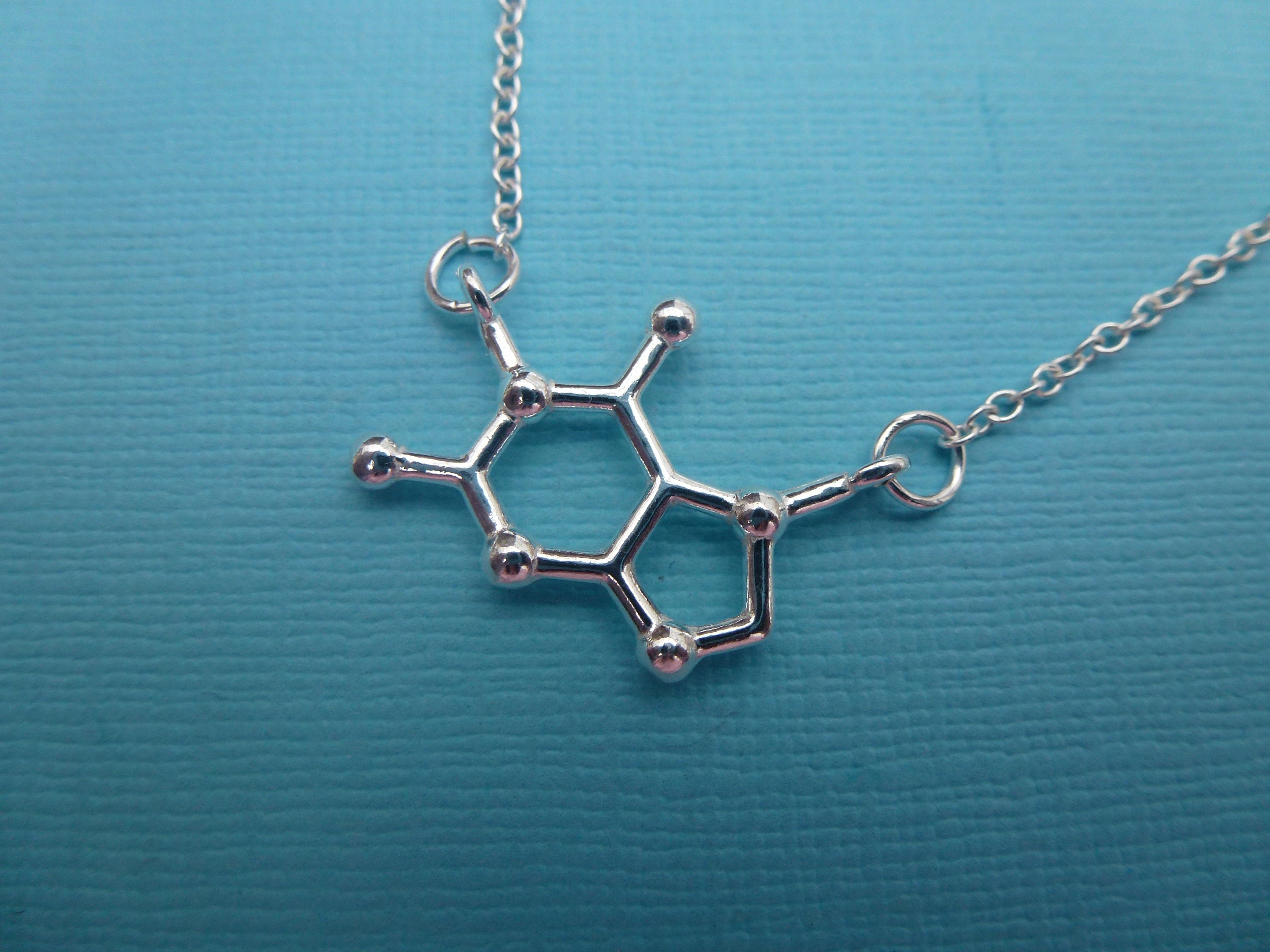 Molécula de chocolate Ciencia estructura química Negro Colgante Collar