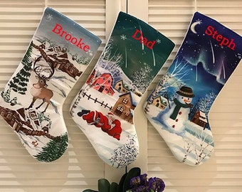 Personalized large Crystal velvet monogrammed christmas stockings holidays Decoration stockings-gift collection bag christmas ornaments