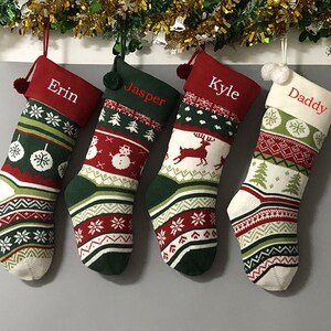 Personalized large knitting stockings monogrammed Christmas stockings holidays Decoration stockings-gift collection bag Christmas ornament image 2