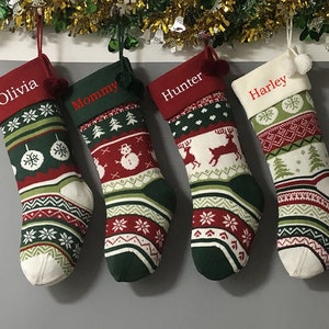 Personalized large knitting monogrammed christmas stockings holidays Decoration Traditional stockings-gift collection bag christmas ornament