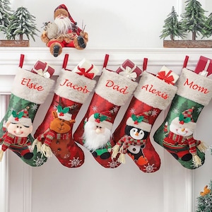 Personalized large 3D monogrammed Christmas stockings holidays Decoration stockings-gift collection bag Christmas ornaments-16 styles