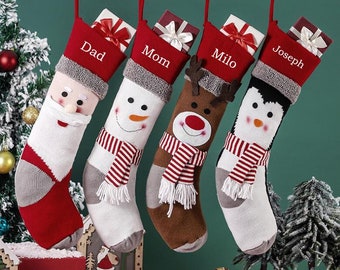 Personalized large knitting stockings monogrammed Christmas stockings holidays Decoration stockings-gift collection bag Christmas ornament