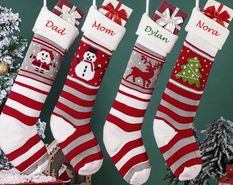 Personalized large knitting stockings monogrammed Christmas stockings holidays Decoration stockings-gift collection bag Christmas ornament