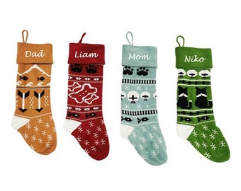 Personalized large knitting stockings monogrammed Christmas stockings holidays Decoration stockings-gift collection bag Christmas ornament