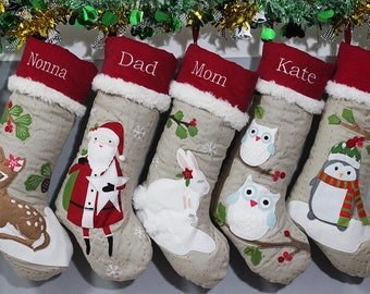 personalized large flax monogrammed christmas stockings holidays decoration stockings gift collection bag christmas ornaments 15 styles - Large Christmas Stockings personalized large flax monogrammed christmas stockings holidays decoration stockings gift collection bag christmas ornaments 15 styles - Large Christmas Stockings