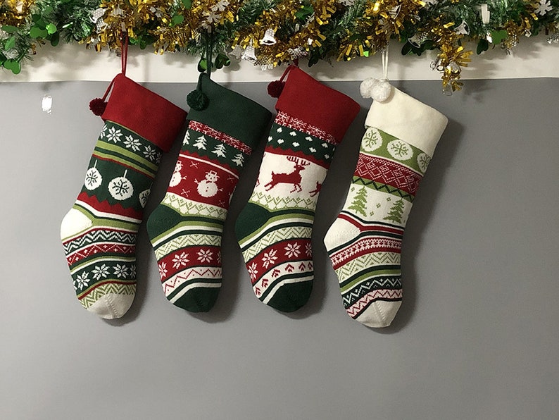 Personalized large knitting stockings monogrammed Christmas stockings holidays Decoration stockings-gift collection bag Christmas ornament image 7
