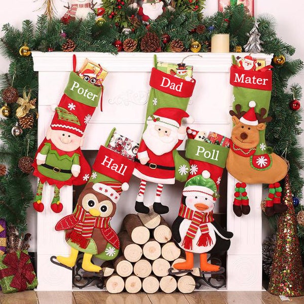 Personalized christmas stocking holidays Decoration snowman monogram christmas stockings christmas ornaments/6 styles