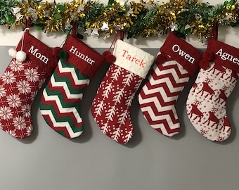 Personalized large knitting monogrammed christmas stockings holidays Decoration Traditional stockings-gift collection bag christmas ornament