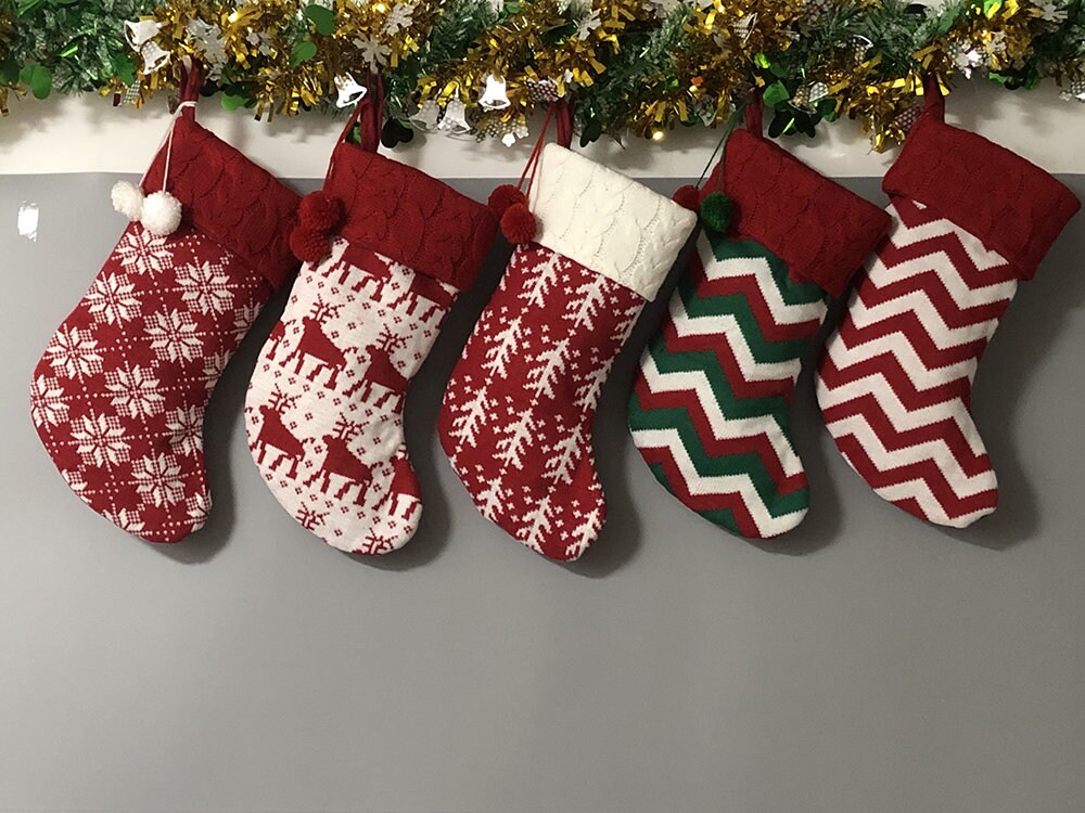 Personalized Large Knitting Monogrammed Christmas Stockings Etsy