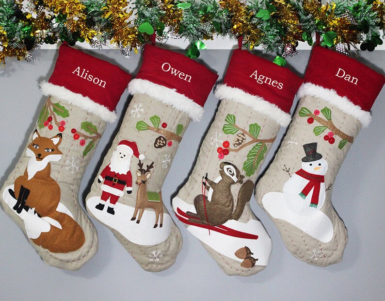 Personalized large Flax monogrammed christmas stockings Etsy